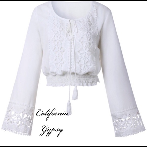 Boho Chic Crochet Bell Sleeve Top LAST ONE - Picture 3 of 7